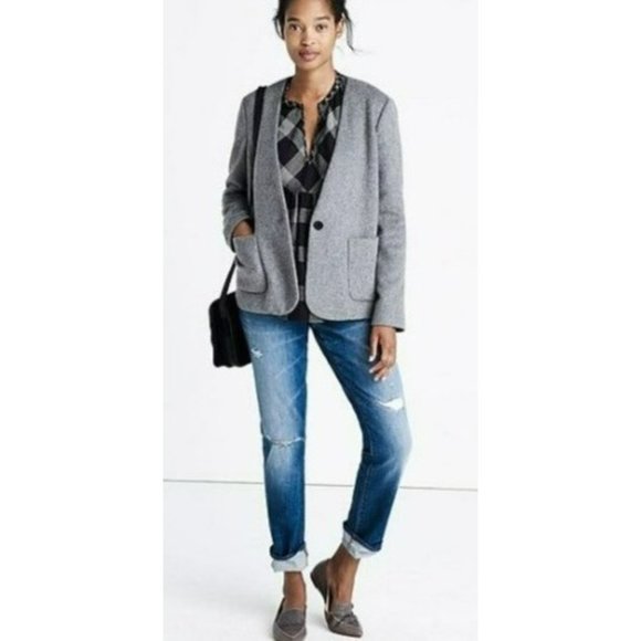 Madewell Jackets & Blazers - Madewell Gray Wool Blazer Button Womens XXS Viscose Stretch
